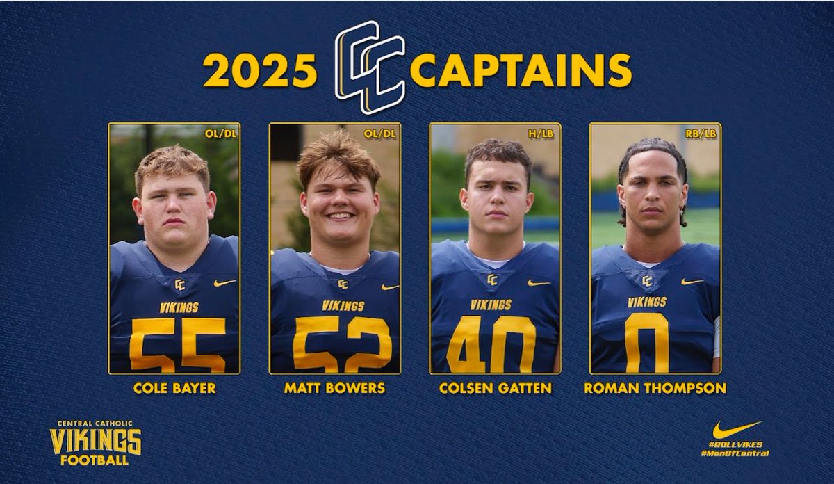 Ryan Lehmeier (@coachlehmeier) on Twitter photo I’m proud to announce our 2025 Team Captains . These four guys were selected by their teammates and set the example daily of what it means to be a man of Faith, Scholarship, & Service. Congratulations <a href="/ColeBayer67/">Cole Bayer</a> <a href="/MattBowers52/">Matt Bowers</a> <a href="/Colsen_Gatten/">Colsen Gatten</a> <a href="/RomanT2027/">Roman Thompson</a> I’m proud to announce our 2025 Team Captains . These four guys were selected by their teammates and set the example daily of what it means to be a man of Faith, Scholarship, & Service. Congratulations <a href="/ColeBayer67/">Cole Bayer</a> <a href="/MattBowers52/">Matt Bowers</a> <a href="/Colsen_Gatten/">Colsen Gatten</a> <a href="/RomanT2027/">Roman Thompson</a>