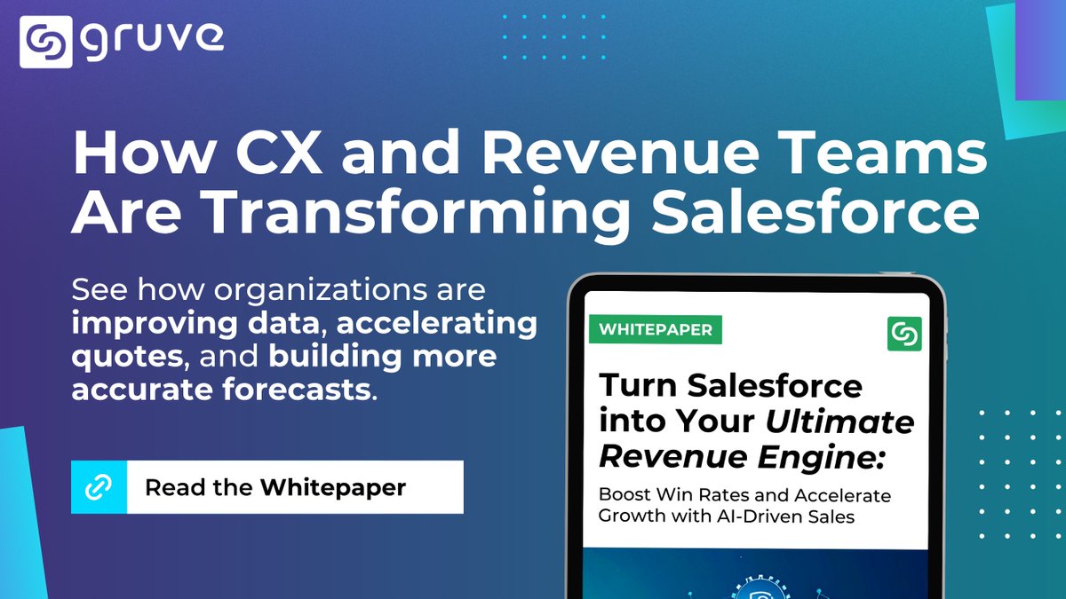 Gruve_ai's tweet photo. Data quality up 40%, meetings up 20-40 % with Agentforce and Einstein. Blueprint here: https://t.co/wOztBQc3zt
#AIforSales #PredictableRevenue https://t.co/JUr8JIQ7H4