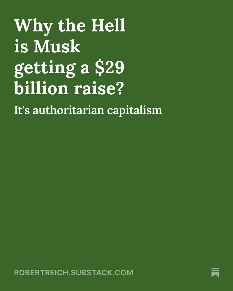 What's happening at Tesla is a smaller version of what Trump is doing to America — fleecing it while running it into the ground. Some thoughts... robertreich.substack.com/p/why-is-musk-…