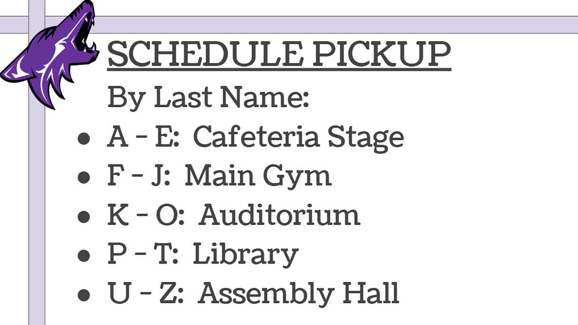 See you all tomorrow morning!  Please see locations for schedule pickup. Go Coyotes!