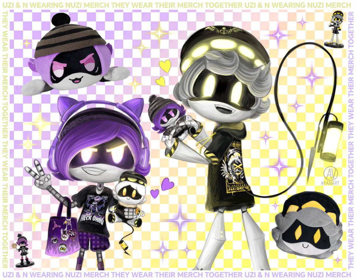 𝗨𝘇𝗶 &amp; 𝗡 𝘄𝗲𝗮𝗿 𝘁𝗵𝗲𝗶𝗿 𝗺𝗲𝗿𝗰𝗵!💜💛
#Nuzi #SerialDesignationN #UziDoorman #murderdronesN #murderdronesUzi #murderdronesfanart