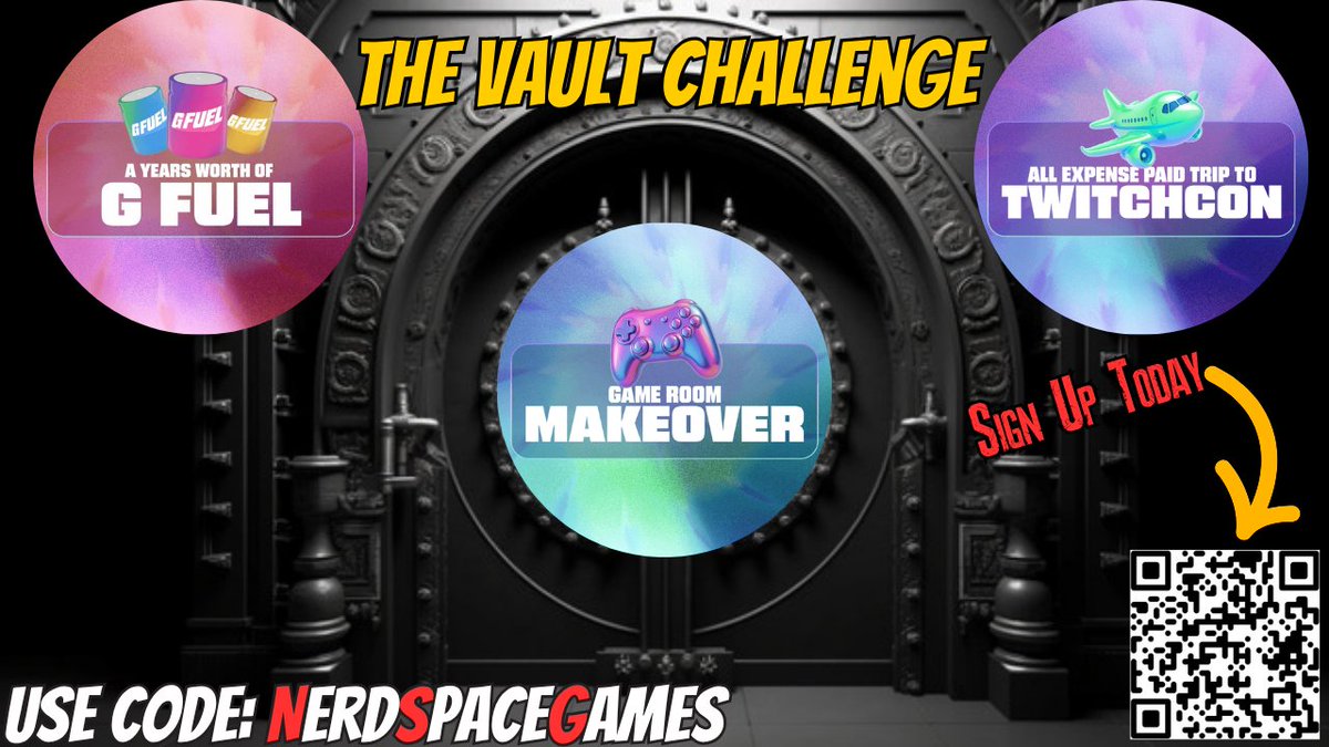 Join THE VAULT CHALLENGE today using Influencer Code: NerdSpaceGames for a FREE entry! Maybe get your dream Game Room Makeover?!

#gfuel