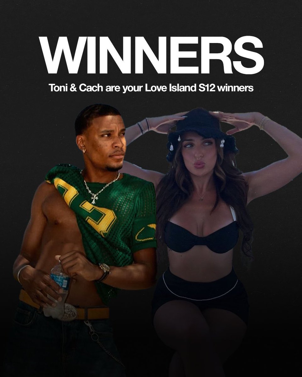 Your Love Island S12 winners 🙌 Congrats to Toni &amp; Cach ❤️🏝️ #footasylum #loveisland