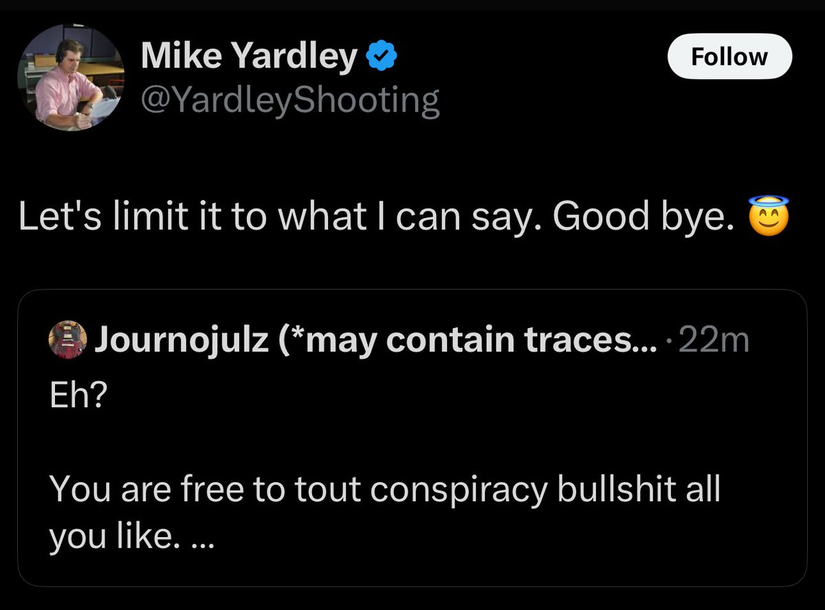 Yes. Blue tick conspiracy bullshit. 
Freedoom of speech right here <a href="/YardleyShooting/">Mike Yardley</a>