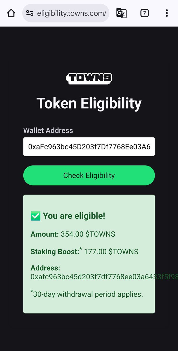 RBilayi's tweet image. $TOWNS Airdrop Eligibility Checker is LIVE!

Wondering if you made the cut?

Check now using your Towns Wallet Address (Not Metamask):

eligibility.towns.com/check

Don&apos;t miss out! #TownsProtocol #Airdrop #Crypto #Web3