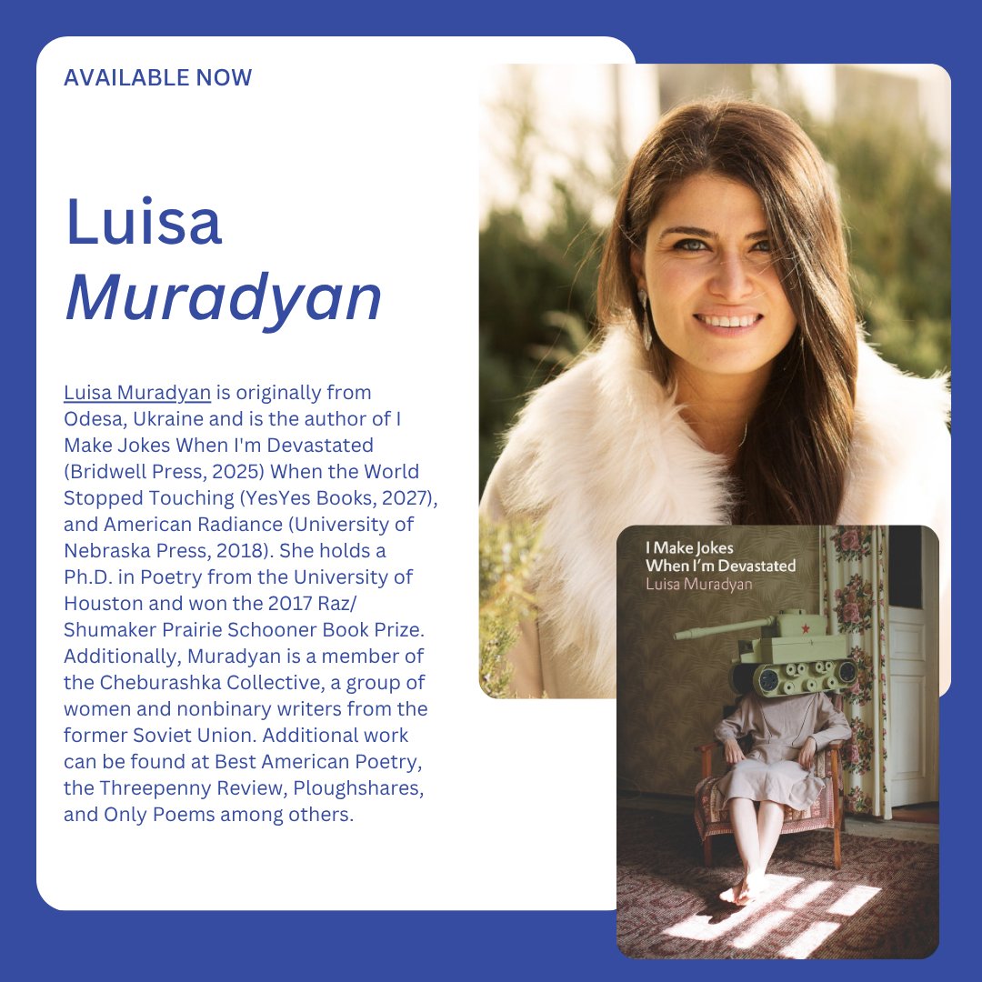 smupoetics's tweet photo. Through our partnership with Bridwell Press, author Luisa Muradyan has released her book of poems, I Make Jokes When I’m Devastated. https://t.co/nAFo77u1hd