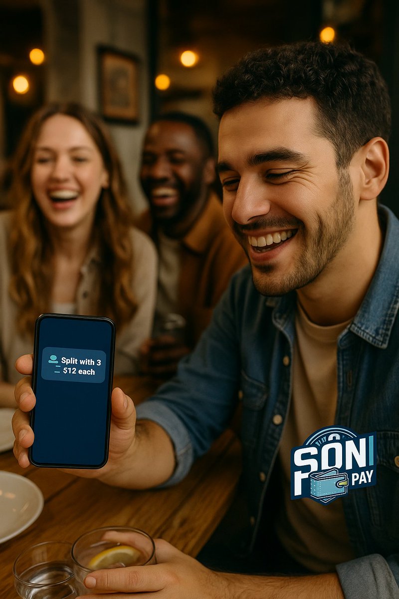 SonPayOfficial's tweet image. 🍽️ Dinner with friends?
Use SonPay to split the bill instantly — no awkward math, no IOUs.

🔽 Pay smarter: Sonllc.github.io/Download
#SonPay #SplitPayments #GroupPay #SmartSpending #NoMath