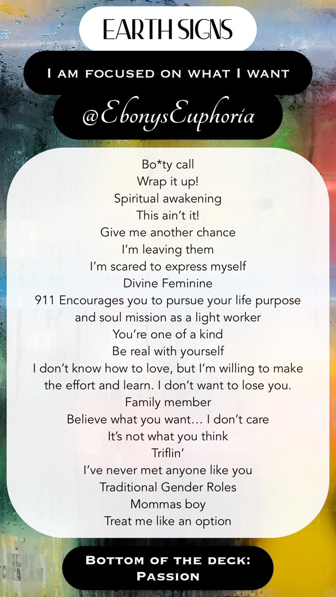 ebonyseuphoria's tweet photo. Traditional Gender Roles
Mommas boy
Treat me like an option

Bottom of the deck: 
Passion

Yes/No/Maybe: NO

#taurus #taurussun #taurusmoon #taurusrising #venusintaurus #virgo #virgosun #virgomoon #virgorising #venusinvirgo #capricorn #capricornsun #capricornmoon #capricornrising https://t.co/DFYgH7HBld