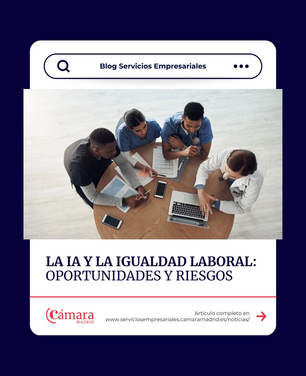 La #IA está revolucionando el entorno laboral, y uno de sus usos más prometedores es en la promoción de la igualdad de género.

🔗 n9.cl/l50shm

#cámaramadrid #inteligenciaartificial #igualdad