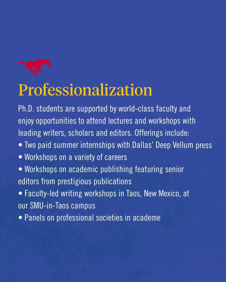 SMUENGL's tweet photo. Education isn't the endpoint. As part of our Ph.D. program, graduate students leave with a wealth of experience that will help them land their dream careers. They also enjoy unparalleled professionalization opportunities in their time here. https://t.co/KkwJmOyE5i