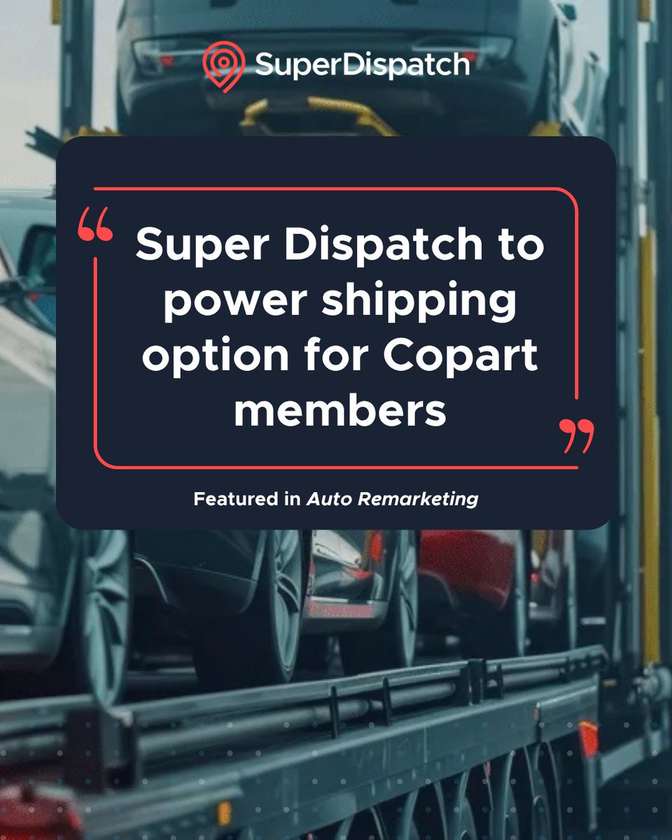 Auto Remarketing just spotlighted our partnership with Copart 🚗

We’re proud to be powering shipping across the U.S. with real-time pricing, automated logistics &amp; access to 9,000+ vetted carriers.

📰 Read the article: bit.ly/4lghWTM