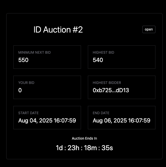 A new weekly tradition has officially started! The first ID Auction is live - straight to 540 $BYTES. 👀

Auction details in Discord Public Announcements.