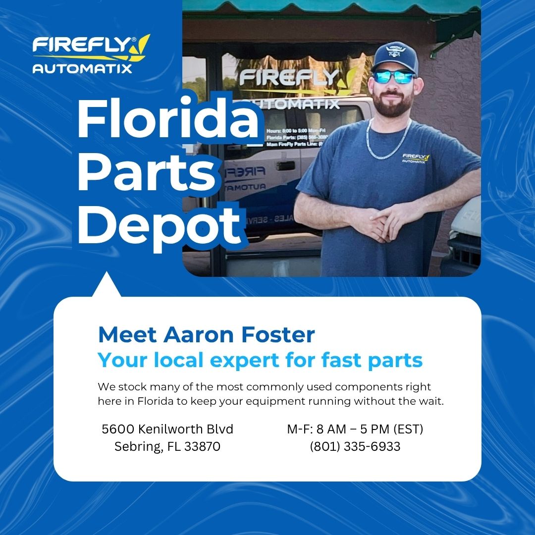 Florida customers—have you been to our Sebring parts depot? We’ve got the parts you need, stocked and ready right here in the Sunshine State.

Meet Aaron Foster, your go-to expert at the FireFly Florida Parts Warehouse. He’s responsive and knows how to keep your operation running