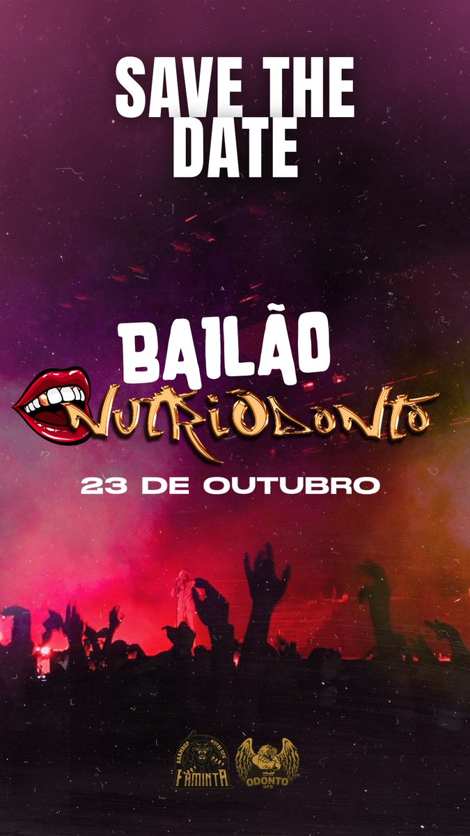 odontoufg's tweet photo. Esse baile me dá onda 🌊…
Quem estava com saudades? 🦅🐾 

💥SAVE THE DATE: 23.10 | BAILÃO NUTRIODONTO🫦💎 

A 9ª edição está chegando para resgatar a verdadeira essência do funks. De volta à era das músicas que marcaram o auge dos bailes! 

🎟️ Abertura das vendas 06/08 às 12h https://t.co/lBTaecFaDN