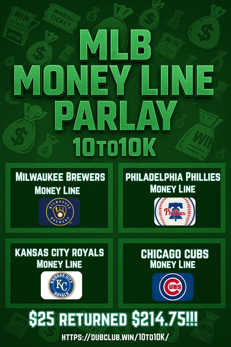 We dropped a brand new MLB Moneyline model yesterday… and it SMACKED a +759 Parlay!

Today, the model’s locked in a 4-leg +470 parlay that’s ready to CASH 💰

❤️ Like this post &amp; I’ll DM you the play (Reposts get it FIRST).
Sign-ups are rolling in… don’t miss this run. 🚀