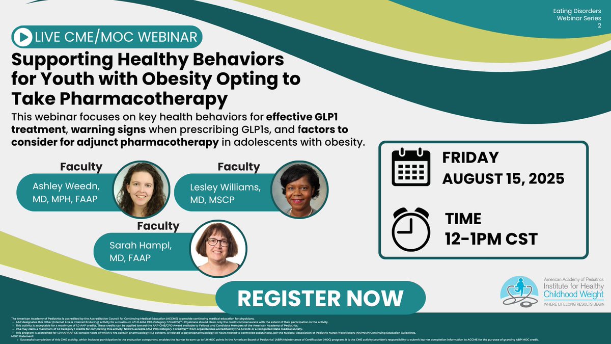 📢 Join our webinar to learn about supporting healthy behaviors for youth with obesity opting to take pharmacotherapy. Register here: tinyurl.com/yc34n3pf