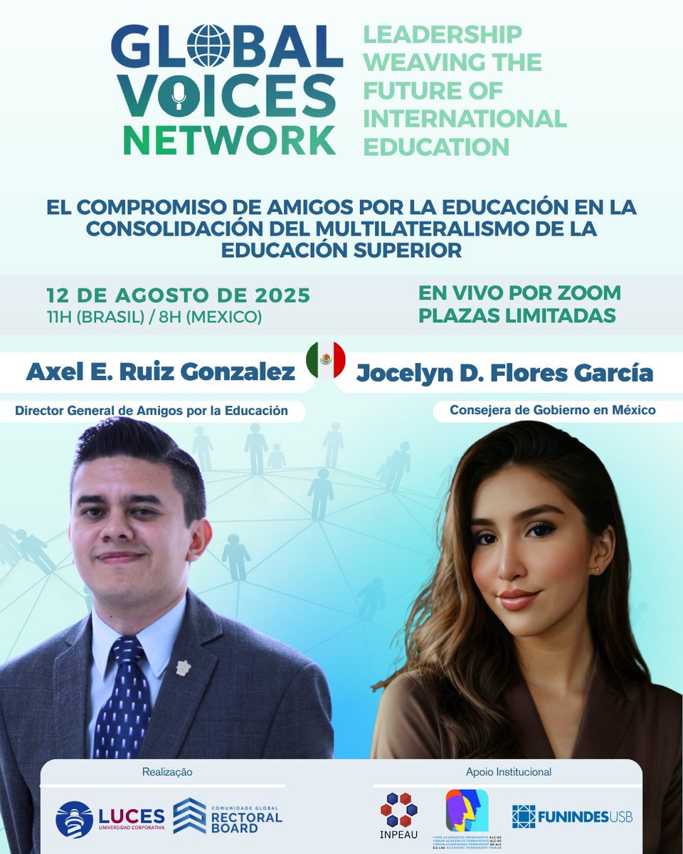 Global Voices Network tiene el honor de invitarle a nuestro 6º webinario, un diálogo estratégico sobre el compromiso y la cooperación para una educación más integrada y global.

➡️ Inscríbete gratuitamente y asegura tu plaza: lnkd.in/dtm2ugqv