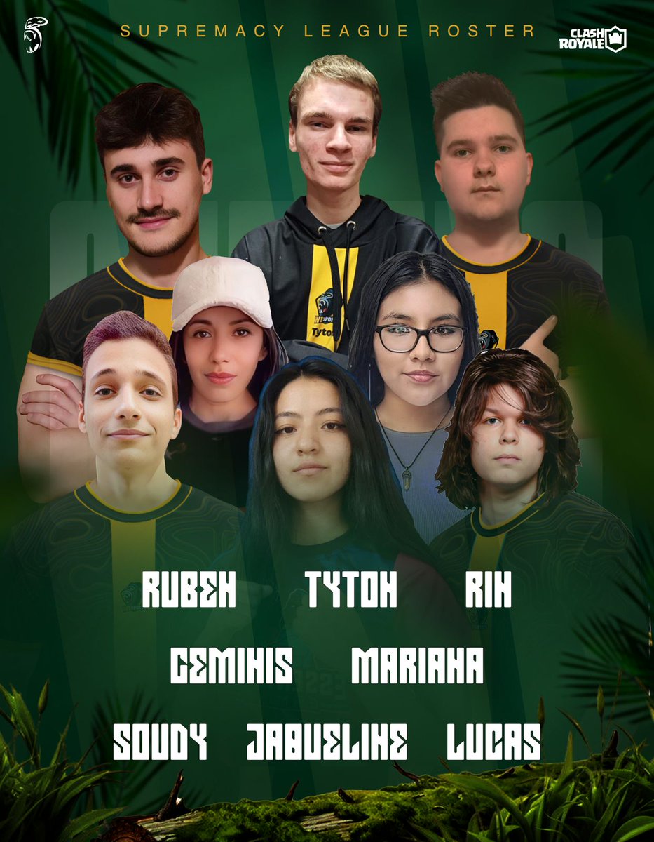 WeSports Mobilegaming (@wesports_cr) on Twitter photo ๐ฟ ROSTER ๐ฟ
๐ช๐ธ @RUBIZALEZ
๐ต๐ฑ @TYTONCR
๐บ๐ฆ @R1N_CR
๐ฒ๐ฝ @_GEMINIS_13
๐ต๐ช @MARR_013_
๐ช๐ฌ @SOUDY_CR
๐ฒ๐ฝ @JAQUELINERSCR
๐ง๐ท @LUCASXGAMERCR
Here is our full roster for the mixed edition of <a href="/CR_Supremacy/">Supremacy League</a> ๐ฟ ROSTER ๐ฟ
๐ช๐ธ @RUBIZALEZ
๐ต๐ฑ @TYTONCR
๐บ๐ฆ @R1N_CR
๐ฒ๐ฝ @_GEMINIS_13
๐ต๐ช @MARR_013_
๐ช๐ฌ @SOUDY_CR
๐ฒ๐ฝ @JAQUELINERSCR
๐ง๐ท @LUCASXGAMERCR
Here is our full roster for the mixed edition of <a href="/CR_Supremacy/">Supremacy League</a>