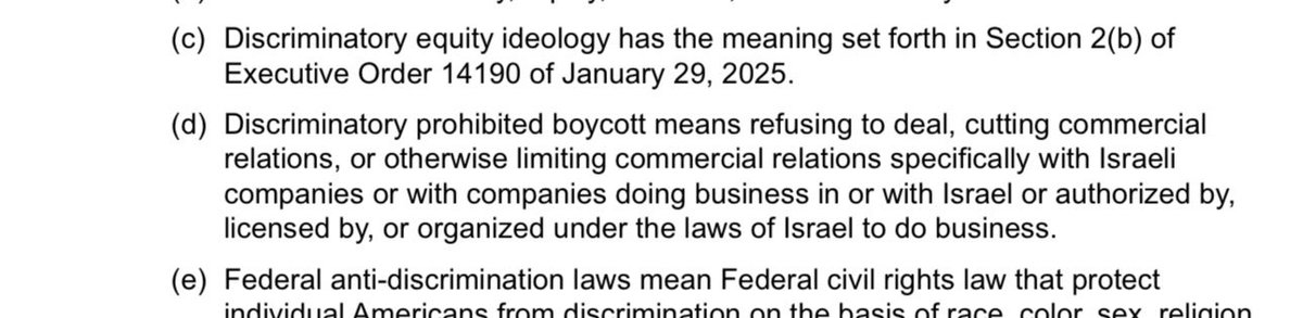 <a href="/DHSgov/">Homeland Security</a> Wow. You guys are straight up lying. The “NO FEMA requirement tied to Israel” in any current NOFO, but your Terms &amp; Conditions explicitly define “discriminatory prohibited boycott” in a way that directly targets boycotts of Israel and Israeli companies.

You guys are evil.
