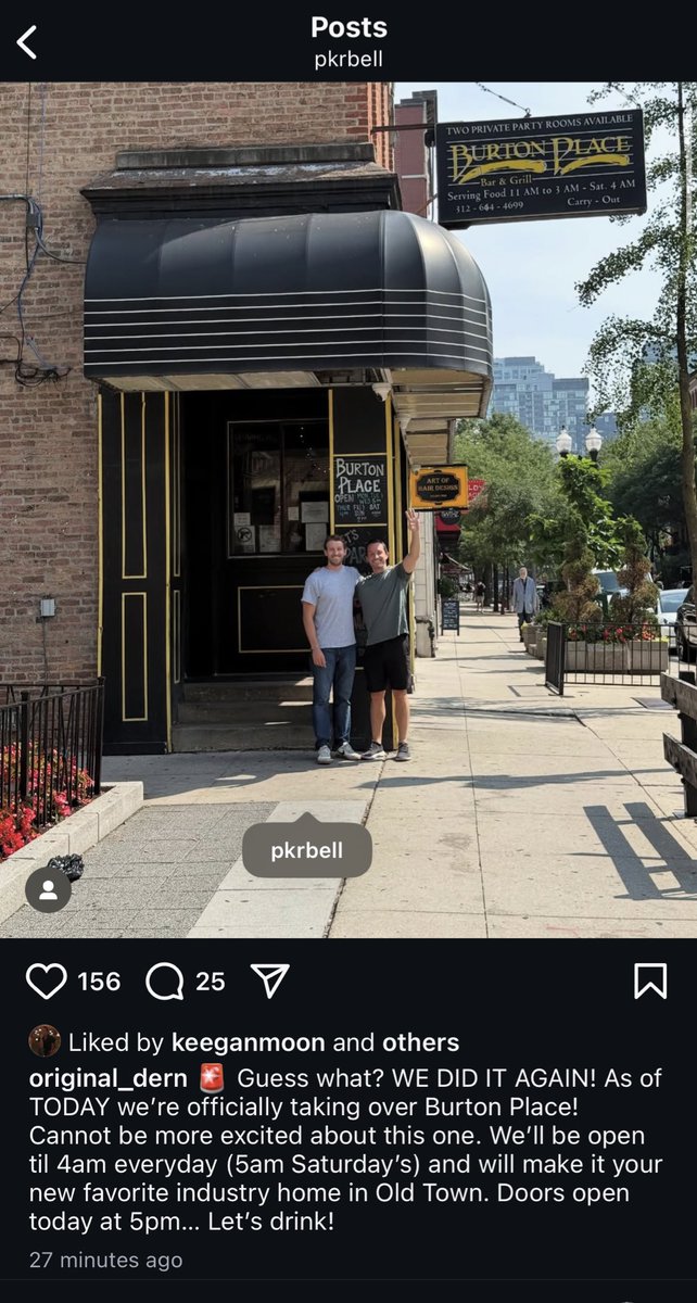 Chicago Bars (@chicagobars) on Twitter photo A venerable Chicago 4am bar is being bought by people who already own a 4am bar and will keep this one open late too.
This makes me happy. Your bartenders, servers, and kitchen crew need places to unwind after work too.
Congrats to <a href="/MotherHubbards/">Mother Hubbard's</a> owner on buying Burton Place. A venerable Chicago 4am bar is being bought by people who already own a 4am bar and will keep this one open late too.
This makes me happy. Your bartenders, servers, and kitchen crew need places to unwind after work too.
Congrats to <a href="/MotherHubbards/">Mother Hubbard's</a> owner on buying Burton Place.