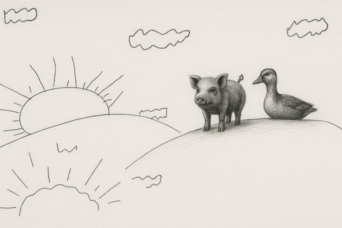 The goose and the pig... best buds from back in the day.