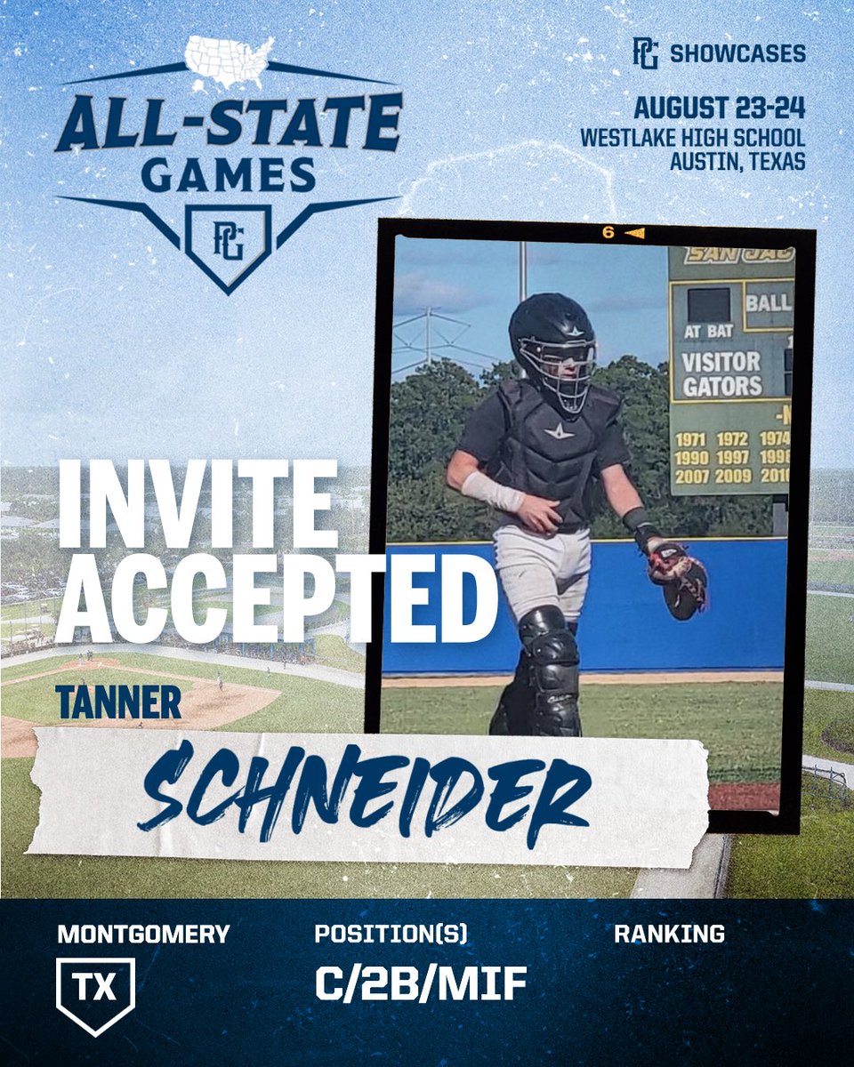 Perfect Game Texas (@texas_pg) on Twitter photo 🚨INVITE ACCEPTED🚨
Tanner Schneider (TX) has accepted his invitation to head to the 2025 PG Texas All-State Games in Austin, TX! 🔥
<a href="/PGShowcases/">PG Showcases</a> <a href="/PerfectGameUSA/">Perfect Game USA</a> 🚨INVITE ACCEPTED🚨
Tanner Schneider (TX) has accepted his invitation to head to the 2025 PG Texas All-State Games in Austin, TX! 🔥
<a href="/PGShowcases/">PG Showcases</a> <a href="/PerfectGameUSA/">Perfect Game USA</a>