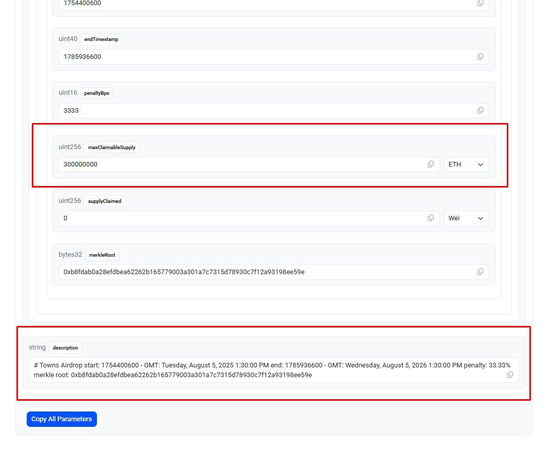 There are 300 million tokens in total — so where did the other 700 million go?

Or am I the only one seeing this? Blockchain is supposed to be transparent, guys.

basescan.org/inputdatadecod…

<a href="/coinbilly_/">coinbilly</a> <a href="/TownsProtocol/">Towns Protocol</a> <a href="/townsxyz/">Towns App</a>