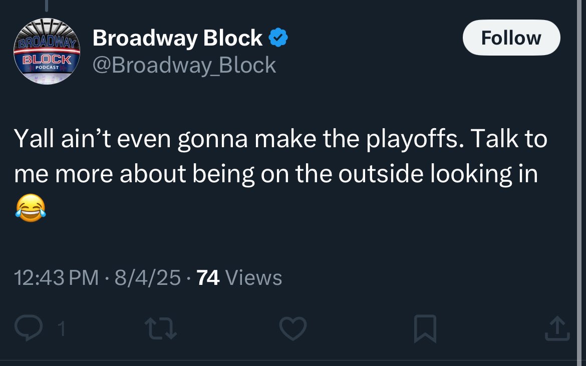 Hey Broadway fuck, unblock me so I can reply maybe?