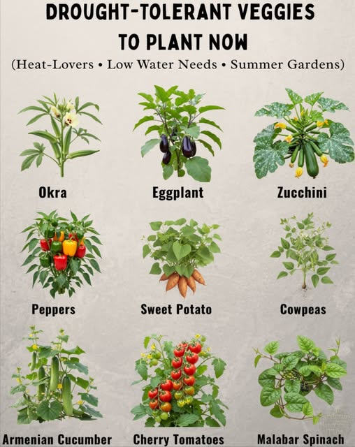 Grow Smart in the Heat: 9 Veggies That Thrive in Dry Summers

Save water &amp; enjoy strong harvests with these drought-tolerant champs 

 Okra – Loves heat and poor soil

 Eggplant – Deep roots, low water needs

 Zucchini – Fast grower with low fuss

 Peppers – Thrive once
