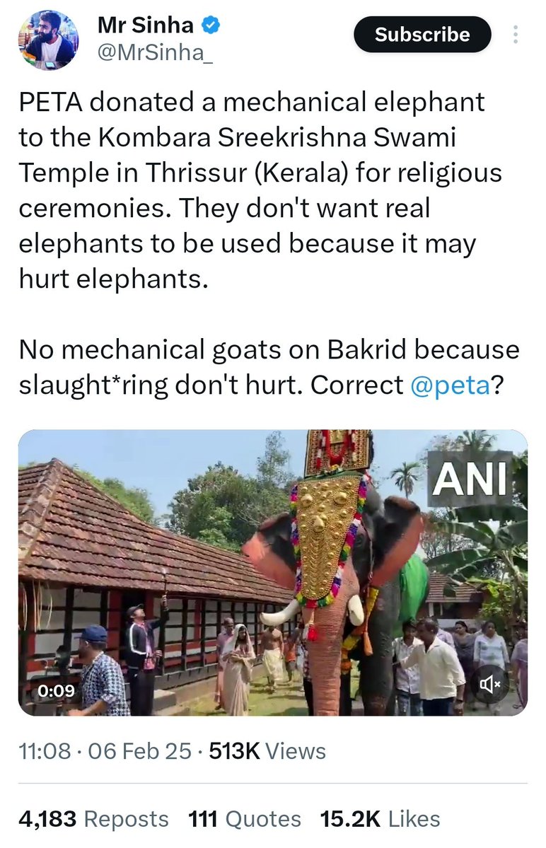 Mohammed Zubair (@zoo_bear) on Twitter photo This is a Paid tweet by Mota bhai.
This guy hasn't mentioned where the Elephant Madhuri was taken from, it was from a Jain Temple.
Also, it was <a href="/PetaIndia/">PETA India</a> who moved to the Bombay High Court seeking rehabilitation of the elephant from the Jain Mutt.
Interestingly, The same guy This is a Paid tweet by Mota bhai.
This guy hasn't mentioned where the Elephant Madhuri was taken from, it was from a Jain Temple.
Also, it was <a href="/PetaIndia/">PETA India</a> who moved to the Bombay High Court seeking rehabilitation of the elephant from the Jain Mutt.
Interestingly, The same guy