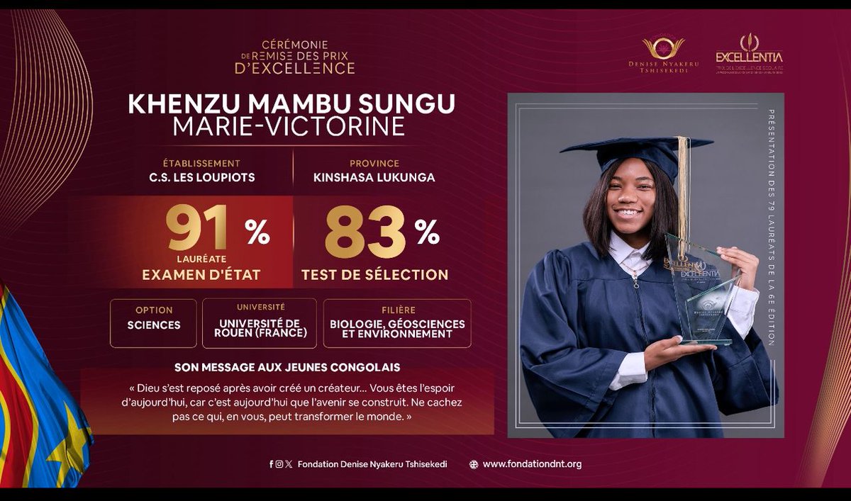 Gauthier Sey (@seygauthier11) on Twitter photo #Exétat2025 :bL’élève Marie-Victorine Khenzu Mambu Sungu a impressionné la très distinguée Première Dame <a href="/DeniseNyakeru/">Denise NYAKERU TSHISEKEDI</a>. Après avoir réalisé 91% à l’examen d’État et 83% au test <a href="/excellentia_/">Excellentia</a>, la brillante élève a forcé l’admiration de la Première Dame, qui a réagi avec #Exétat2025 :bL’élève Marie-Victorine Khenzu Mambu Sungu a impressionné la très distinguée Première Dame <a href="/DeniseNyakeru/">Denise NYAKERU TSHISEKEDI</a>. Après avoir réalisé 91% à l’examen d’État et 83% au test <a href="/excellentia_/">Excellentia</a>, la brillante élève a forcé l’admiration de la Première Dame, qui a réagi avec