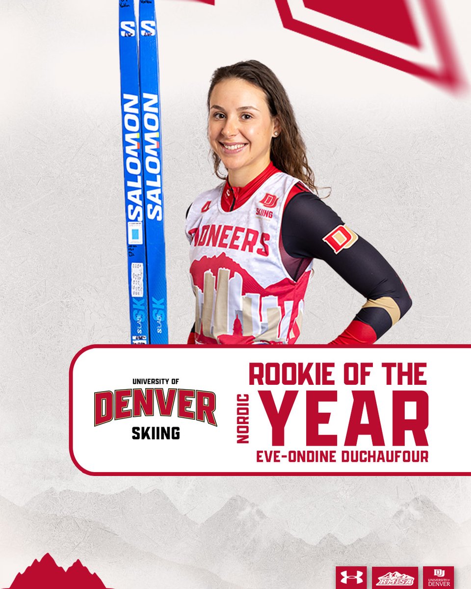 Eve-Ondine Duchaufour is this year's DU Nordic Rookie of the Year!

Duchaufour posted 10 top-10 finishes in her freshman campaign. The Les Rousses, France, native placed in the top five 3x  and recorded the first podium of her career in the Utah Invite's 15K freestyle.

#GoPios