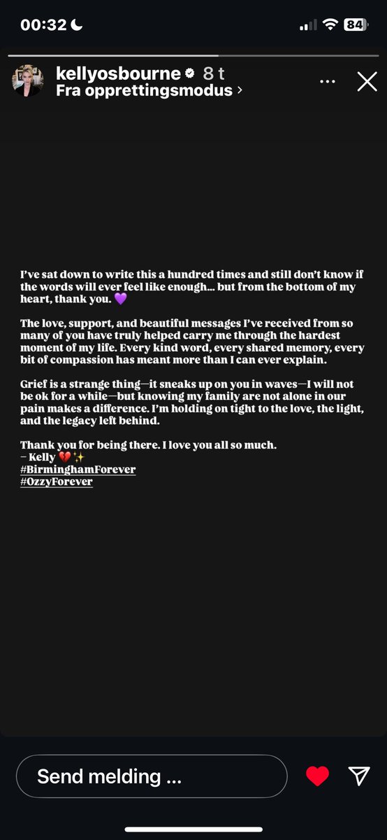 Kelly Osbourne’s story on Instagram thanking everybody for all the support and love
❤️❤️❤️🙏

#kellyosbourne #Ozzy #OzzyOsbourne #BlackSabbath #ozzyosbourneforever #OzzyForever #BirminghamForever #Osbournefamily #story #Instagram #love #support