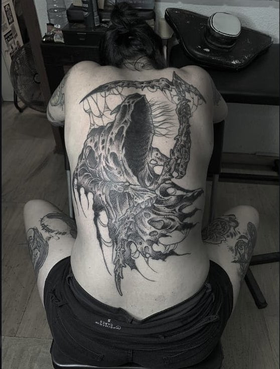 Today, I finished this backpiece. For all who don’t know, besides drawing and writing RPG and comic stuff I am a tattooist also.