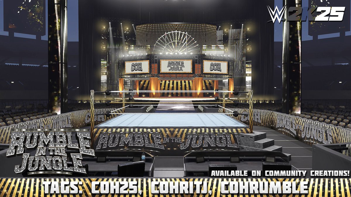 COH Wrestling (@cohwrestling1) on Twitter photo Here is the OFFICIAL #COHRumbleInTheJungle🤼♂️ Arena! Available on #WWE2K25 worldwide to download NOW on Community Creations!
Under 'Shows' Category
Tags: #COH25, #COHRITJ, #COHRumble
Created By: <a href="/SwiftGuy09/">Ryan Swift🇮🇳</a>
🗓️September 2025
🕒6pm EST/11pm UK
▶️youtube.com/@COHWrestling Here is the OFFICIAL #COHRumbleInTheJungle🤼♂️ Arena! Available on #WWE2K25 worldwide to download NOW on Community Creations!
Under 'Shows' Category
Tags: #COH25, #COHRITJ, #COHRumble
Created By: <a href="/SwiftGuy09/">Ryan Swift🇮🇳</a>
🗓️September 2025
🕒6pm EST/11pm UK
▶️youtube.com/@COHWrestling