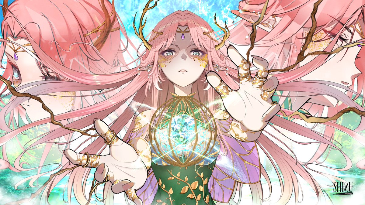 Unfortunate update, I’ve developed a nasty migraine that‘s gonna stop me from streaming tonight 😭 gonna shift pokemon to Wednesday instead!  

For my apology, I’d like to gift you all this absolutely stunning piece I received from <a href="/shizunnearts/">ShizunneArts | Commissions: HALLOWEEN DISCOUNTS</a> today (go follow or else)