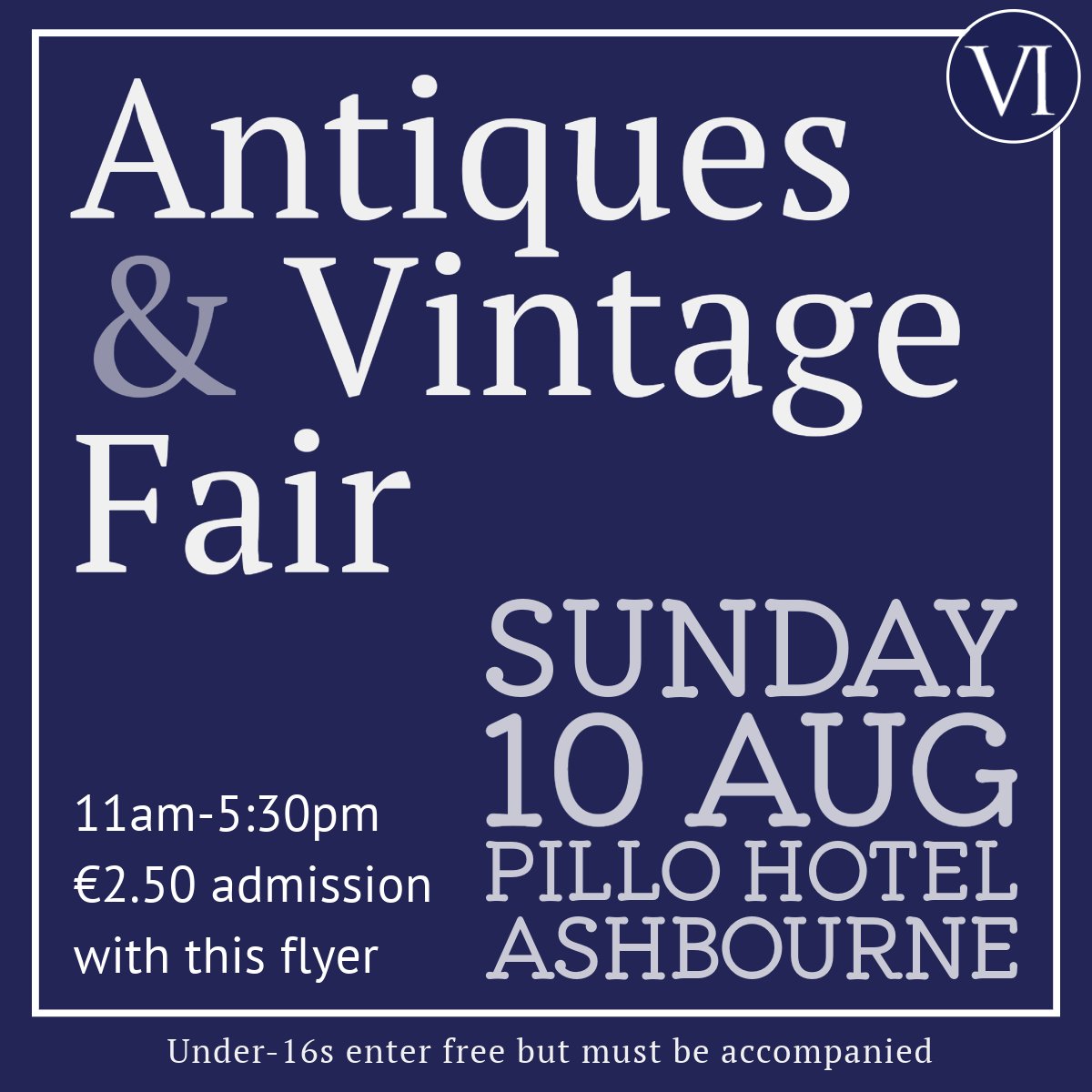 This Sunday's #Antiques, #Vintage &amp; Collectables Fair, <a href="/PilloAshbourne/">PilloHotelAshbourne</a>, 11am-5:30pm

Admission €2.50 with the attached flyer (normal adm. €3.50). Under-16s free but must be accompanied by a supervising adult.

#Ireland #History #IrishHistory #Meath #Ashbourne #Navan #Kells