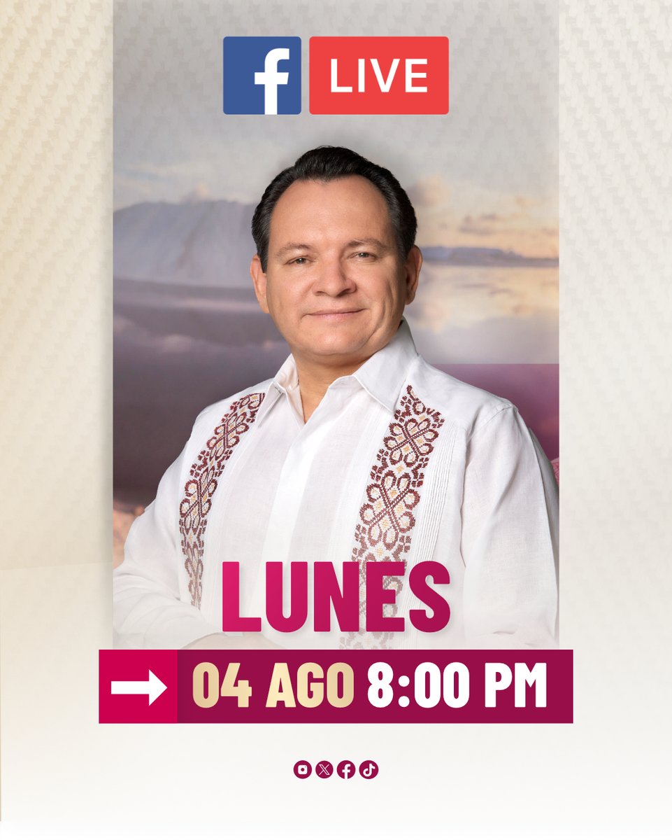 Los espero hoy a las 8:00 p.m. en nuestro lunes de Facebook Live. 📲