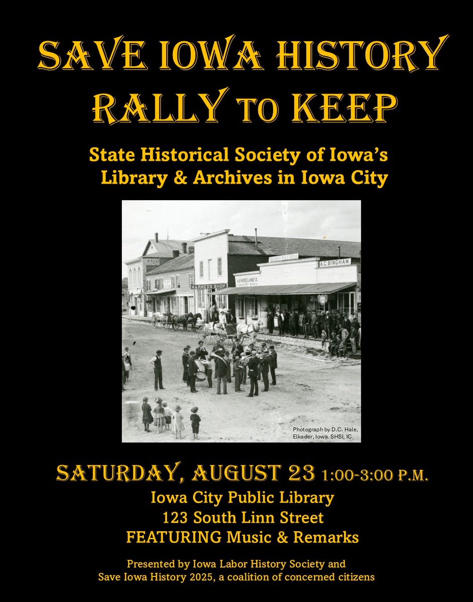 August 23
Rally to save Iowa history!

Live music, speakers, and a chance to raise hell 

See you there!