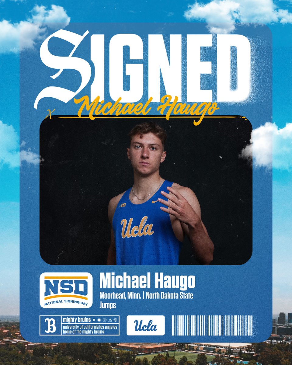 Michael Haugo, a 2024 Summit League Champion and NCAA Regional qualifier in the long jump, is set to join the Bruins as a transfer out of North Dakota State.

Welcome to Westwood, Michael!

#GoBruins