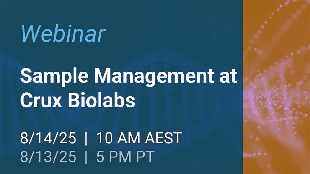 LabKey's tweet image. Join us for a webinar with Felix Dong from Crux Biolabs, a leading Australian bioanalytical lab for CROs, clinical, contract research &amp;amp; more. This webinar demonstrates how his team uses Sample Manager to streamline biospecimen tracking &amp;amp; support workflows
hubs.la/Q03zV1Q-0