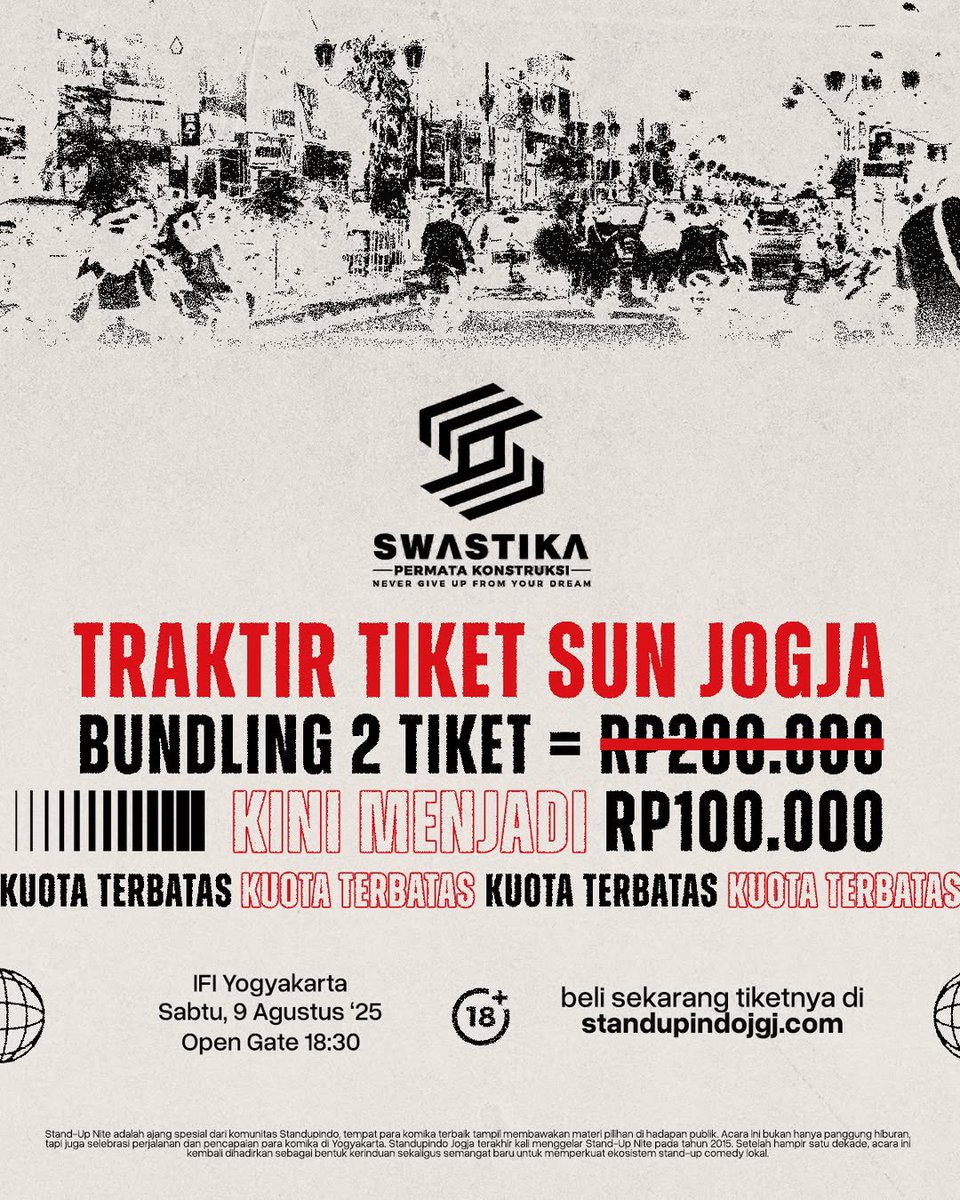 Sabtu 9 Agustus 2025🥰

Ayokkk datang di SUN Yogyakarta.
Mumpung lagi promo nih.
Beli tiketnya sekarang di standupindojgj.com

#SUNstandupindojgj