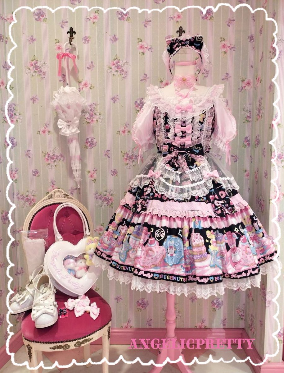 Angelic Pretty Toy's Donut Dinerスカート 黒 Toy's donut diner サン