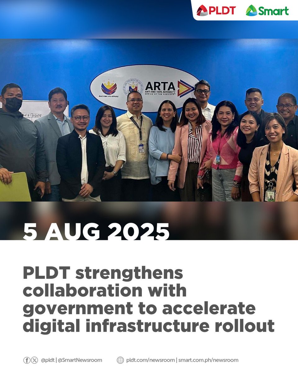 PLDT Inc. (@pldt) on Twitter photo In a recent meeting, PLDT representatives met with the Anti-Red Tape Authority (<a href="/ARTAgovph/">Anti-Red Tape Authority</a>) to discuss policy reforms aimed at streamlining permitting and addressing regulatory bottlenecks to accelerate network rollout, especially in underserved areas. bit.ly/4lZ1jNk In a recent meeting, PLDT representatives met with the Anti-Red Tape Authority (<a href="/ARTAgovph/">Anti-Red Tape Authority</a>) to discuss policy reforms aimed at streamlining permitting and addressing regulatory bottlenecks to accelerate network rollout, especially in underserved areas. bit.ly/4lZ1jNk