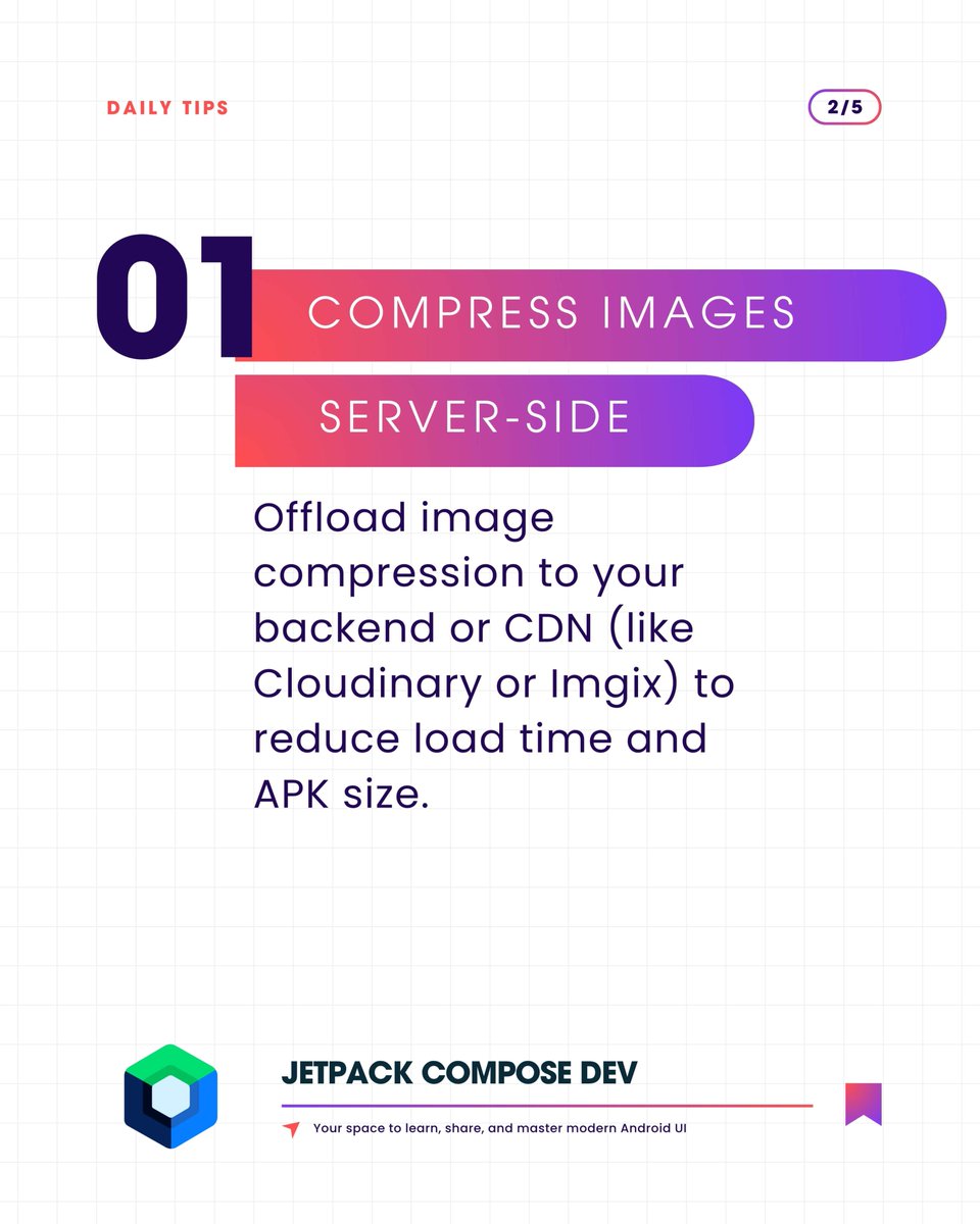 compose_dev's tweet image. Speed Up Your App: 3 Image Optimization Tips
Unoptimized images slow down your Jetpack Compose  app and increase uninstall rates. 

Read more:
boltuix.com/2025/08/speed-…

 #jetpackcompose #androiddev  #jetpackcomposedev #developers