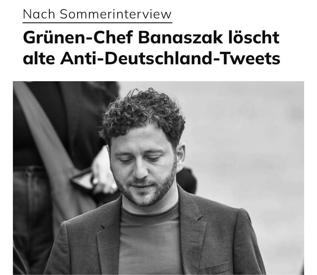 Grünen-Chef löscht alte Anti-Deutschland-Tweets!
Felix Banaszak (Grüne) hat nach Kritik plötzlich ältere Tweets entfernt – darunter Aussagen wie:
„Ich bin ja gegen Deutschland“ und „Deutschland ist kein Grund zum Feiern“.
Ausgerechnet jetzt – nach seinem Sommerinterview, in dem