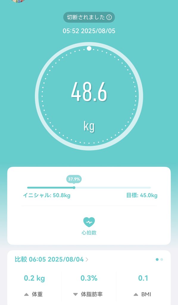 ちなみに今の体重これです
体脂肪率24.6%です

体重はこれで安定してきていつもの食事に戻ってもこれだから嬉しいんだけど新社会人になって職場が激務すぎて運動できる時間がなくて😭
でも仕事終わりに３０分以上歩くとか筋トレするし食事制限（カロリー高いの🙅‍♀️）とかしていかなきゃ！