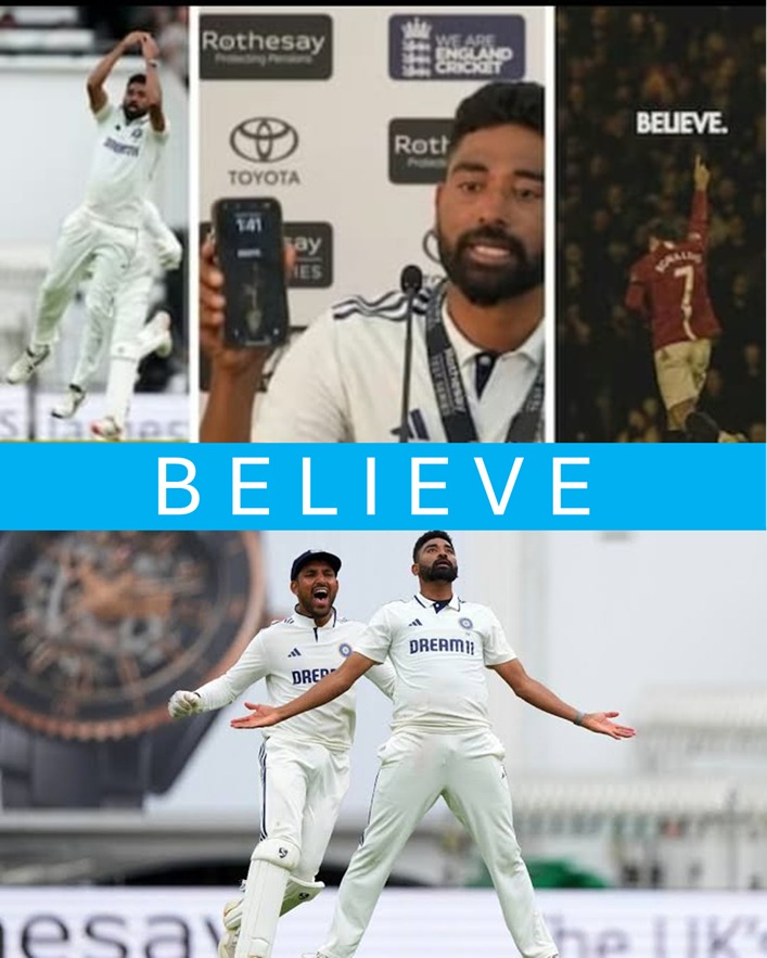 ..#BELIEVE ...a image that  inspired you @mdsirajfficial and  now  you,   <a href="/SubhmanGill/">Subhman Gill</a> and team india  <a href="/BCCI/">BCCI</a> have created the new image for a billion Indians with aspirations to do what many may call impossible ... yes we can <a href="/pakwakankar/">PRAKASH WAKANKAR</a>