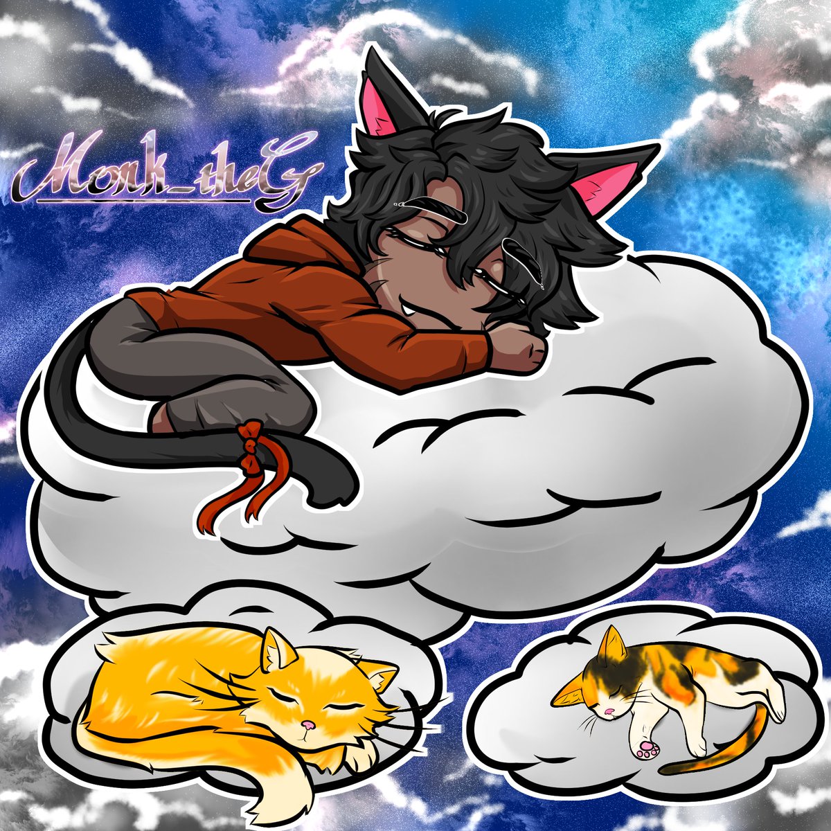 #Tailored2Taiga2025

Created while I was watching the stream!

I hope you have a good birthday Kibby! Do enjoy some good sleep sometime! 

You, Oliver and Maple can enjoy some good CatNaps on a some fluffy clouds..