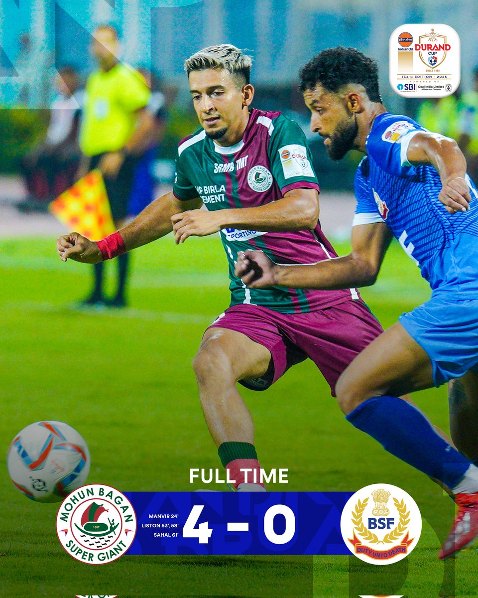 chanbeni11's tweet photo. FT || #MBSG 4-0 #BSFFT Dominant display from the #Mariners! Manvir's header set the tone, Liston's brace & Sahal's finish sealed the win!
#WWERaw #134thEditionofIndianOilDurandCup #DurandCup2025 #IndianFootball #Manipur #Nagaland https://t.co/2070hGYd6j